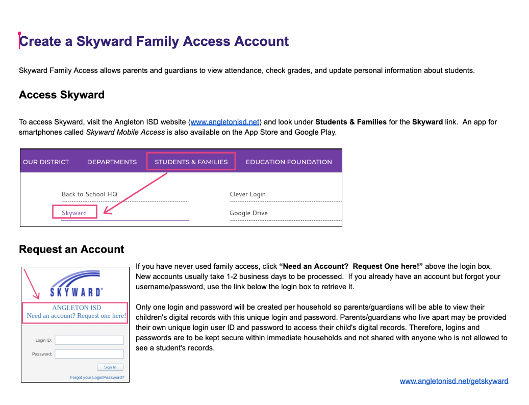 create a skyward 